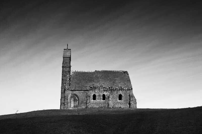 black and white church