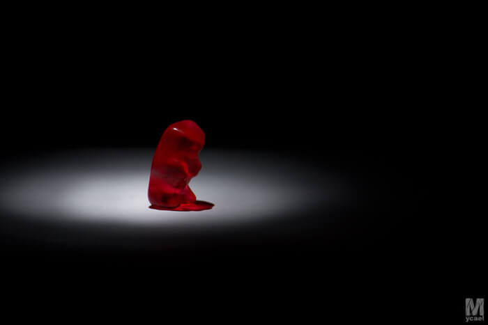 gummy bear under a spotlight