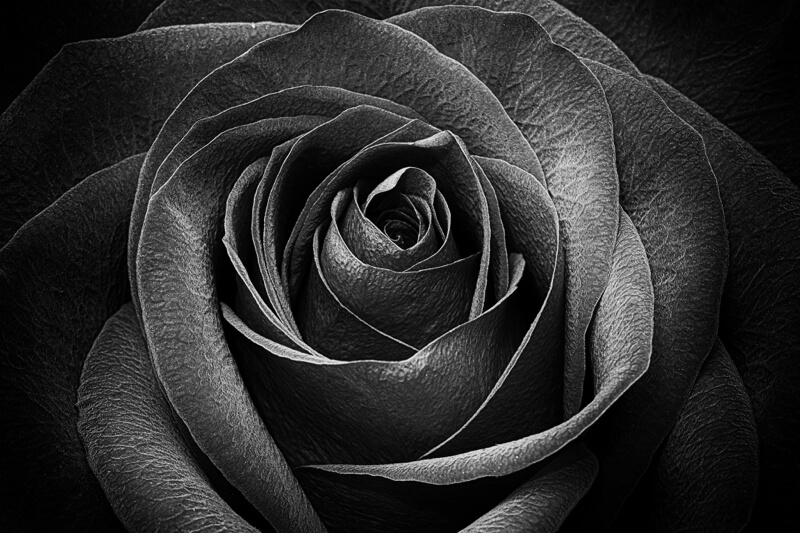 Andy Farmer — macro of a rose in black and white