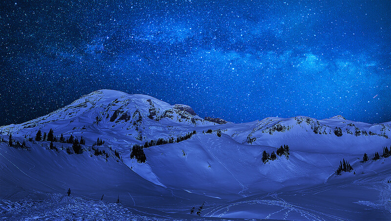 Mt. Rainier at night