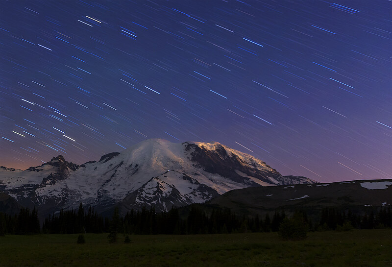 Star Trails over Mt Rainier