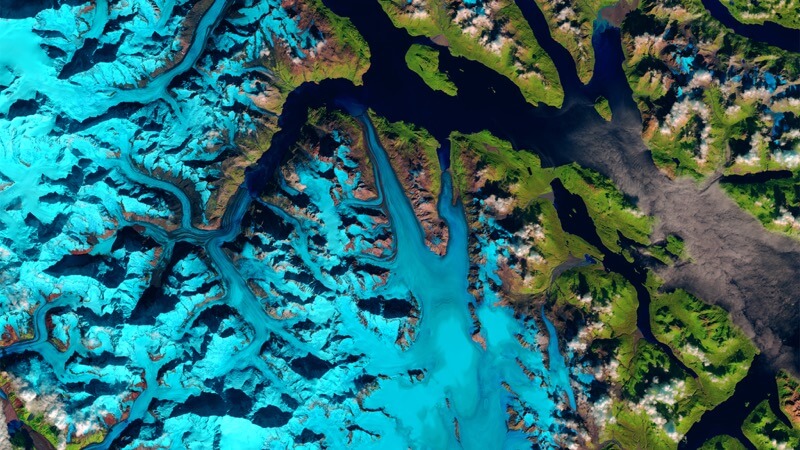 Landslide in Glacier Bay National Park and Preserve, Alaska before