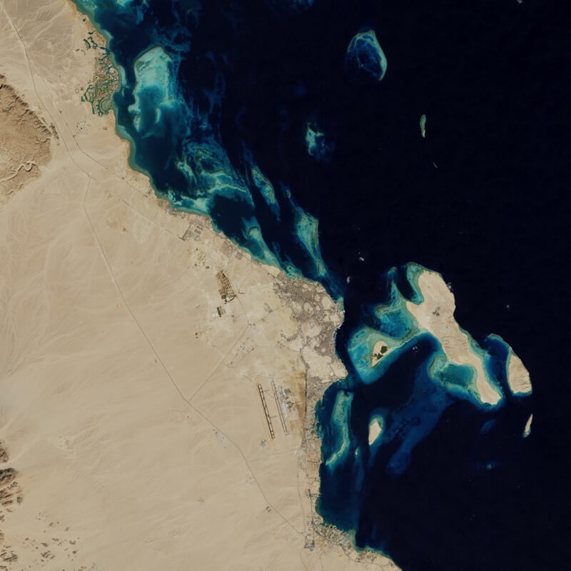 Urban growth in Hurghada, Egypt after