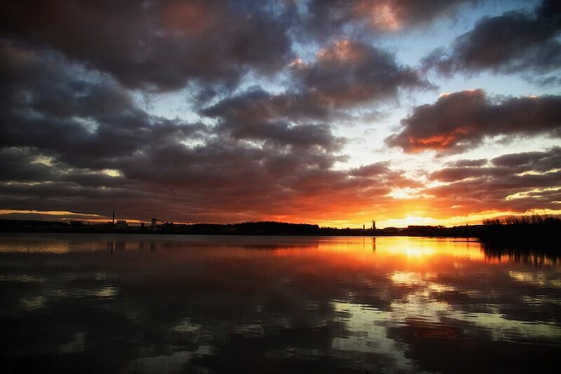 clouds reflection sunset