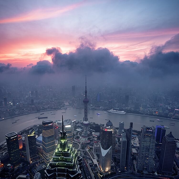 clouds skyscrapers