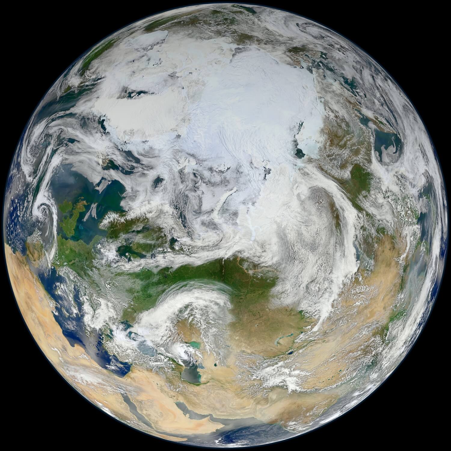 Earth - Blue Marble 2012 - White Marble Arctic View