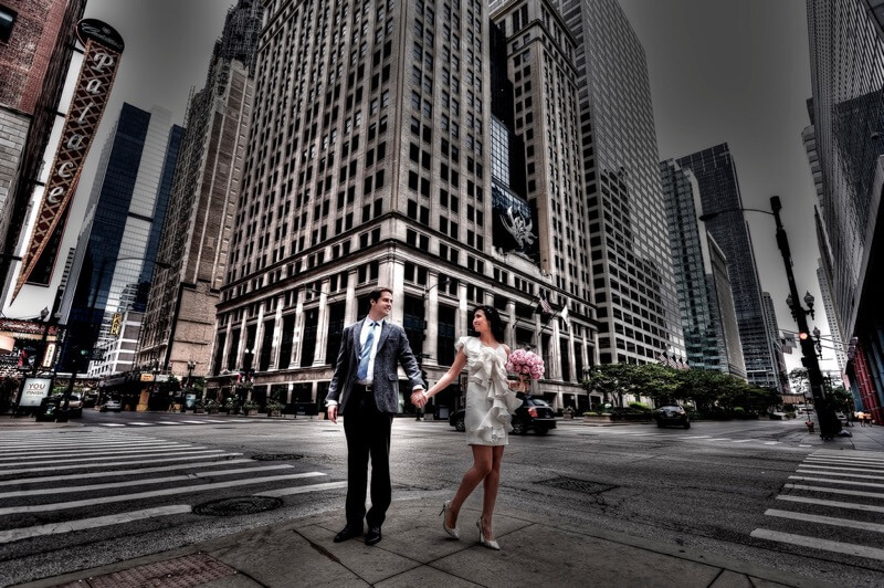 urban wedding portrait