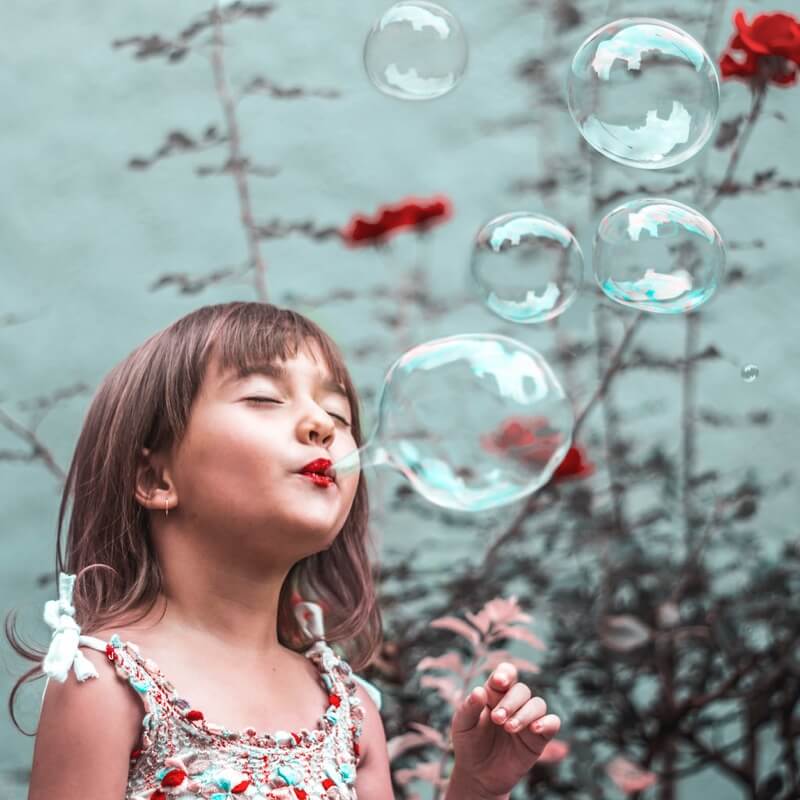 blowing bubbles