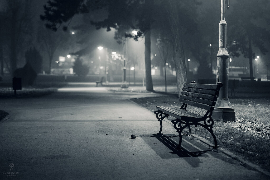 Yane Naumoski - park bench in fog