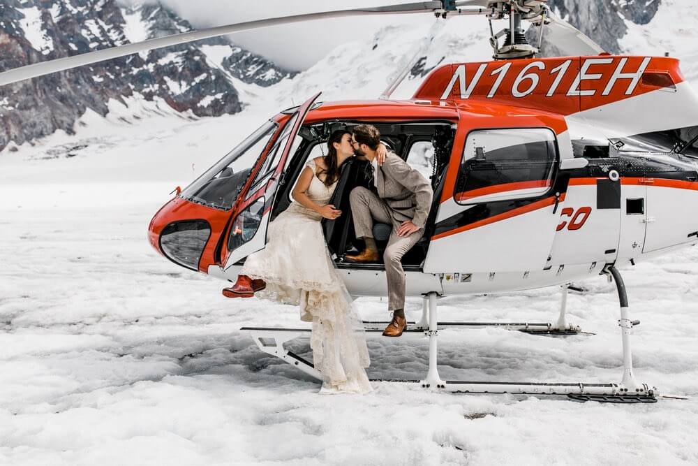 Hearnes Elopement Photography - Denali National Park Helicopter Tour Wedding Glacier Landing