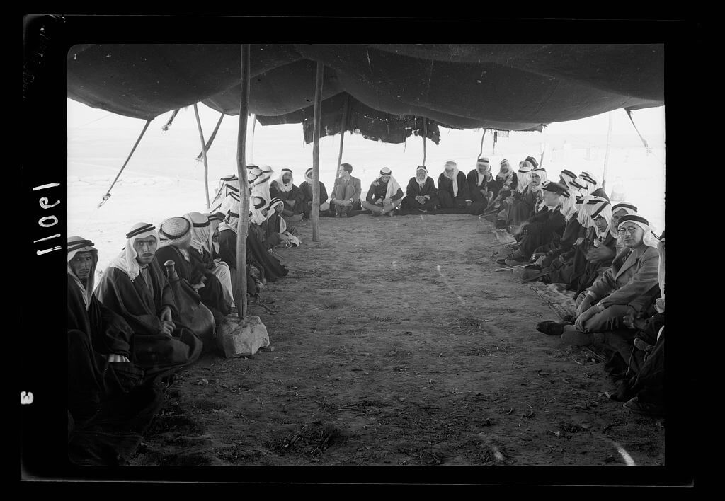 A tribal lunch at cavalry post at Tel-el-Meleiha