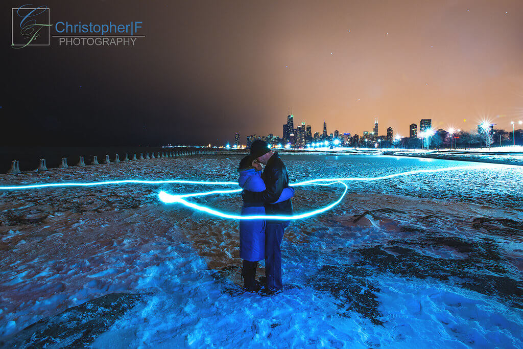 Christopher - engagement portrait light painting